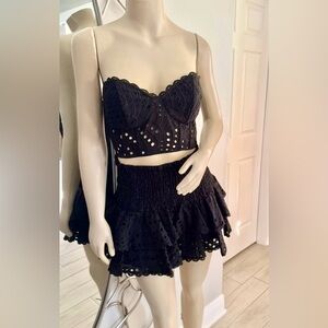 Charo Ruiz Noa Mini Black Eyelet Skirt set